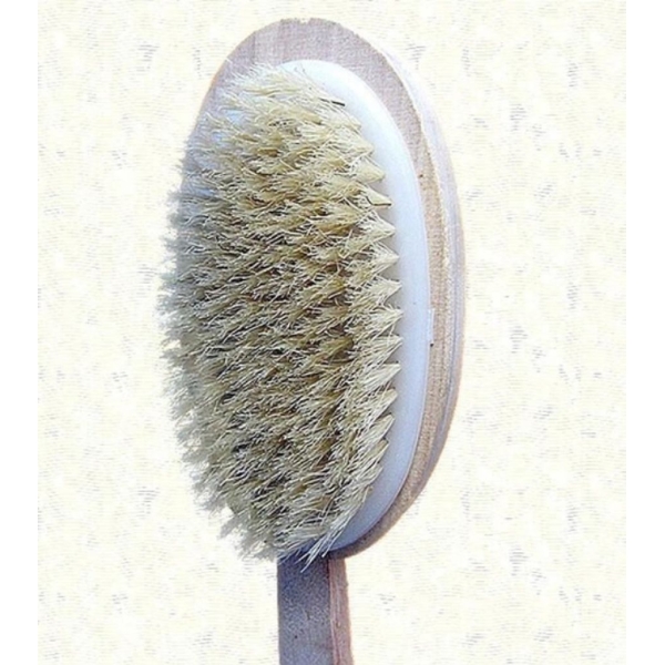 / Щітка дерев'яна, з натуральною щетиною, для сухого масажу, зі знімною ручкою 42см