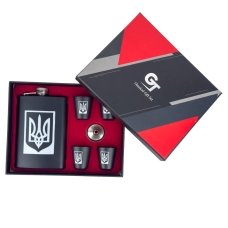 Набір фляга зі стопками 270 мл Герб GT-16 подарункова упаковка чорний