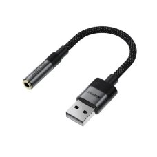 Аудіокабель ACEFAST J13 USB-A to 3.5mm female, nylon braid, 0.15m, Black new