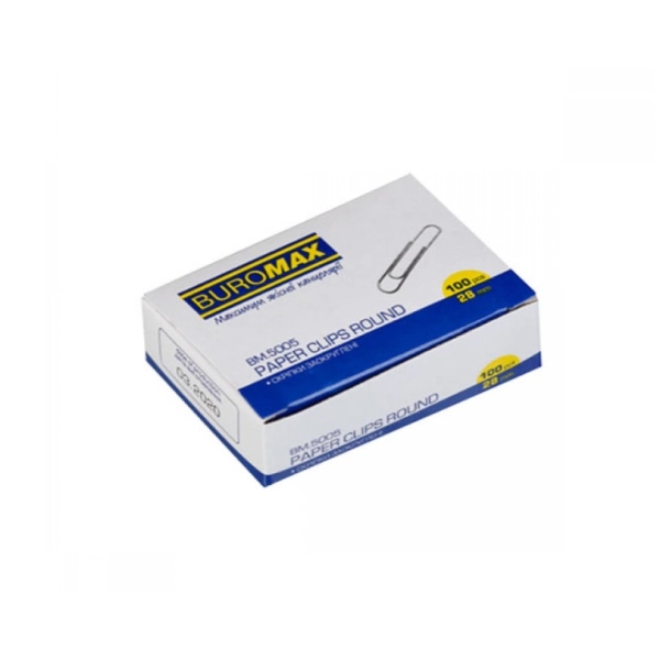 Скріпки 28 мм 100 шт BUROMAX BM5005 закруглені сріблястий