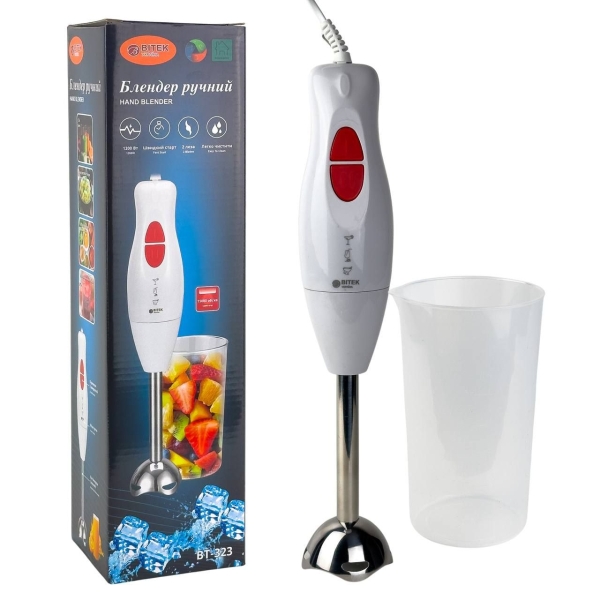Блендер занурювальний з мірним стаканом BITEK BT-323 1200 Вт 0.6 л білий