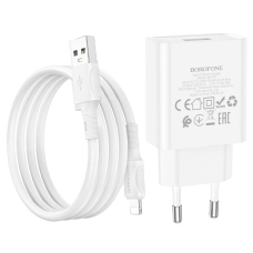 Зарядний пристрій з кабелем USB/Apple Lightning 1 м BOROFONE BA74A 5 V 2.1 A білий