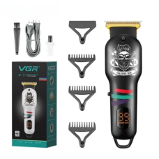Бездротова машинка для стрижки волосся VGR V-971 USB з дисплеєм 3 насадки чорний