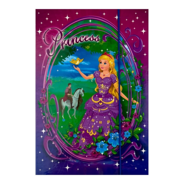 Папка для праці А4 KIDIS Princess на гумці картон фіолетовий