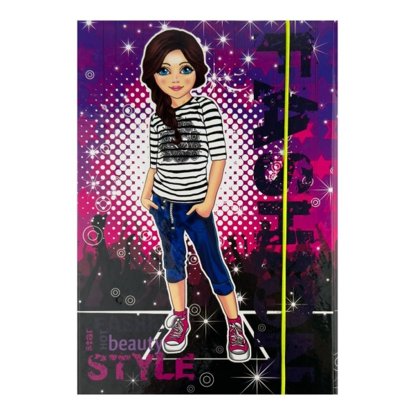 Папка для праці А4 KIDIS Fashion на гумці картон фіолетовий