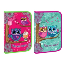 / Тека А4 на блискавці, пластикова, з глитером KIDIS cute little owl