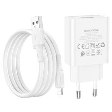 Зарядний пристрій з кабелем USB/Apple Lightning 1 м BOROFONE BA74A 5 V 2.1 A білий