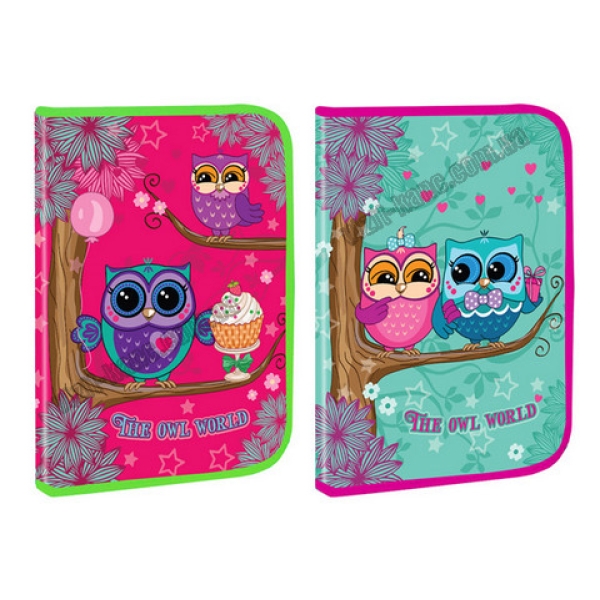 / Тека А4 на блискавці, пластикова, з глитером KIDIS cute little owl
