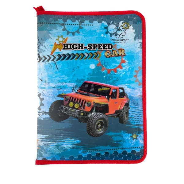 Папка для зошитів А4 KIDIS High Speed Car на блискавці пластик блакитний