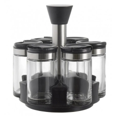 Набір для спецій ОТ-108 скло 6 ємностей чорний