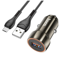 Автомобільний зарядний пристрій з кабелем USB/micro-USB HOCO Z46 18 W сірий