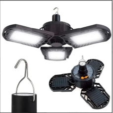 Ліхтар-лампа кемпінговий акумуляторний XF-701 портативний з сонячною панеллю чорний