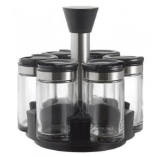 Набір для спецій ОТ-108 скло 6 ємностей чорний