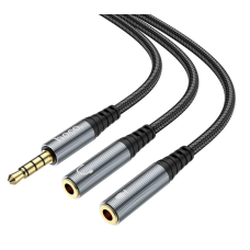 Аудіокабель HOCO UPA21 3.5mm male to 2*3.5mm female, nylon braid, 0.25m, Metal Gray new