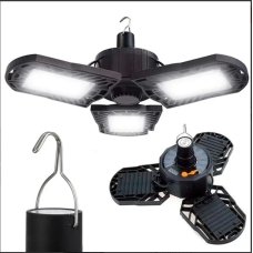 Ліхтар-лампа кемпінговий акумуляторний XF-701 портативний з сонячною панеллю чорний