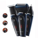 Бездротова машинка для стрижки волосся ProGemei GM-565 USB з дисплеєм 3 насадки чорний з синім