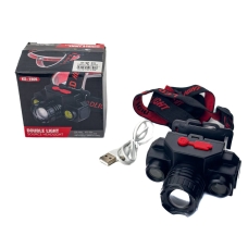 Ліхтар налобний світлодіодний Bailong BRW 3.7 Вт. акумуляторний чорний з червоним