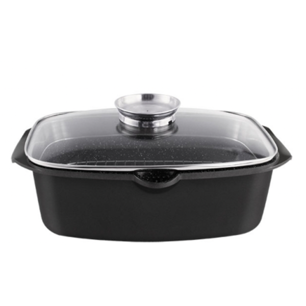 Сковорода-жарівня Haus Roland HR145-1, 32 см, алюмінієва, 7,6 л, з кришкою new