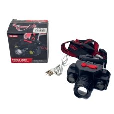 Ліхтар налобний світлодіодний Bailong BRW 3.7 Вт. акумуляторний чорний з червоним