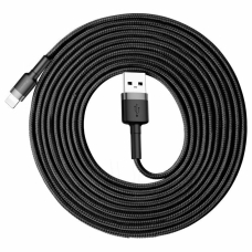Кабель USB/Apple Lightning 3 м Baseus Cafule Cable 2 A чорний зі сріблястим
