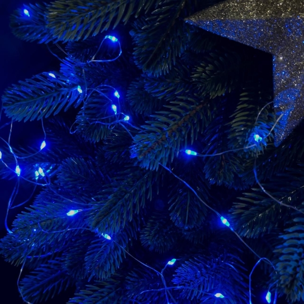 Світлодіодна гірлянда-нитка прозорий дріт 100 LED Magic Lights USB на батарейках 10 м синій