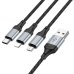 Кабель 3в1 USB/Apple Lightning+Type-C+microUSB 1 м HOCO X102 2.4 А чорний