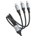 Кабель 3в1 USB/Apple Lightning+Type-C+microUSB 1 м HOCO X102 2.4 А чорний