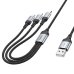 Кабель 3в1 USB/Apple Lightning+Type-C+microUSB 1 м HOCO X102 2.4 А чорний