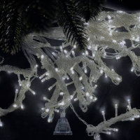 Світлодіодна гірлянда-завіса прозорий дріт 80 LED ліхтарики 2 х 2 м 8 режимів білий