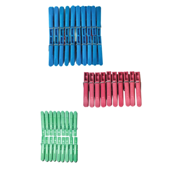 / Прищепки для белья "Крокодил" пластик 20шт. 8см. цв. зелен. красн. син