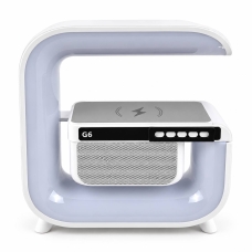 Колонка портативна з годинником Smart HM-G6 бездротова зарядка Bluetooth LED білий new