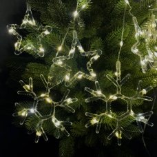 Гірлянда-штора Зірки та сніжинки розмір 3*0,9 м 10 фігур, жовтий new