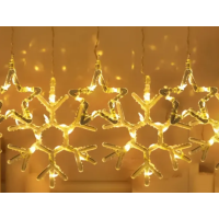 Гірлянда-штора Зірки та сніжинки розмір 3*0,9 м 10 фігур, жовтий new