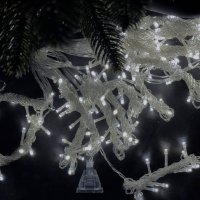 Світлодіодна гірлянда-завіса прозорий дріт 80 LED ліхтарики 2 х 2 м 8 режимів білий