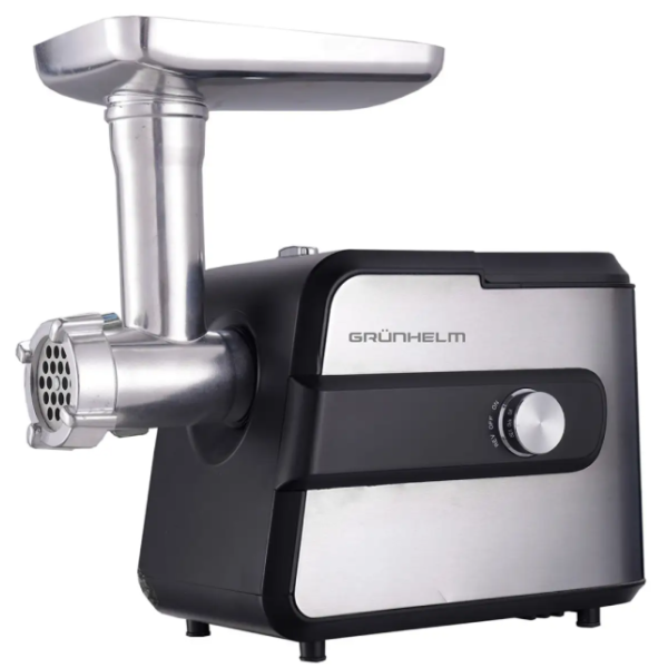 М'ясорубка електрична Grunhelm AMG200SS з додатковими насадками 2000 Вт чорний зі сріблястим