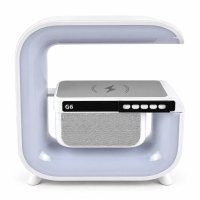 Колонка портативна з годинником Smart HM-G6 бездротова зарядка Bluetooth LED білий