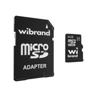 Карта пам'яті 8 GB Wibrand МicroSDНC UHS-I Сlass 10 з адаптером чорний