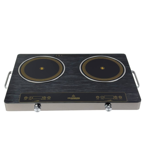 Настільна електроплита інфрачервона 2 конфорки Crownberg CB-1331 4000 Вт сріблястий