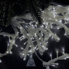 Світлодіодна гірлянда-завіса прозорий дріт 192 LED ліхтарики 3 х 3 м 8 режимів білий