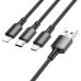 Кабель 3в1 USB/Apple Lightning+Type-C+microUSB 1 м BOROFONE BX72 чорний
