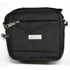 / Сумка чоловіча з тканини із сірими смужками, чорний