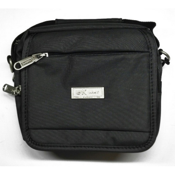 / Сумка чоловіча з тканини із сірими смужками, чорний