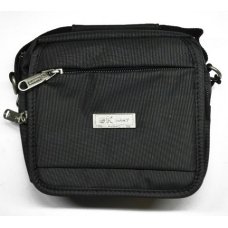 / Сумка чоловіча з тканини із сірими смужками, чорний