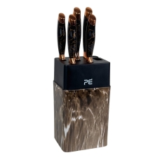 Набір ножів з підставкою 6 предметів Empire EM-1920 Мармур нержавіюча сталь чорний з золотистим