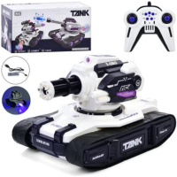 Танк на радіокеруванні 23 см 399D-9 на акумуляторі світлові та звукові ефекти білий з чорним