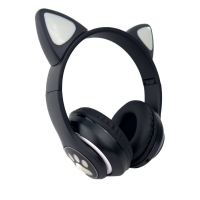 Навушники дитячі бездротові накладні CAT STN-28 LED MP3 Bluetooth з вушками чорний