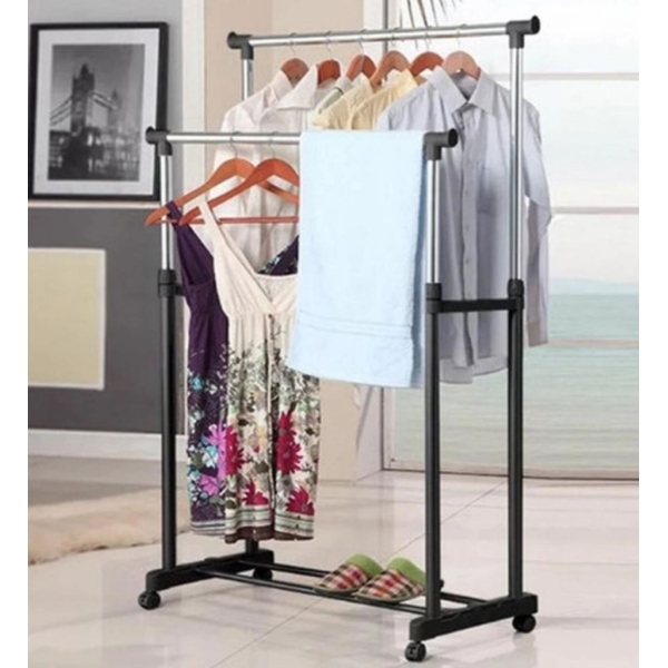 /Телескопічна подвійна стійка-вішалка для одягу Double-Pole 160х100 см, велика