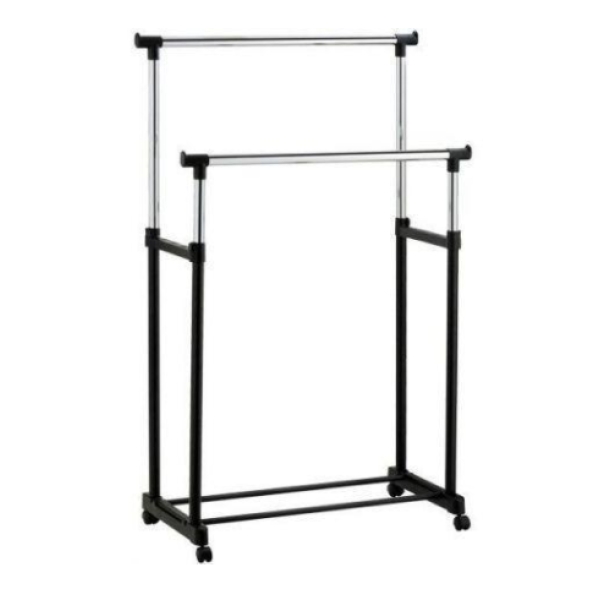Вішак-стійка для одягу Double-Pole 130 х 60 пластик чорний зі сріблястим