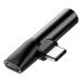 Перехідник 2в1 USB Type-C M/USB Type-C+AUX F Baseus L41 чорний