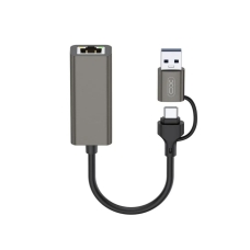 USB-Хаб зовнішній 1 порт RJ45 XO HUB018 Type-C 0.17 м сірий